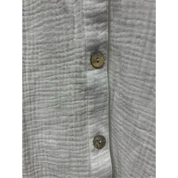 Toofan White Gauze Lagenlook Mother of Pearl Back Button Tunic Shirt sz 1X NWT - Picture 2 of 9
